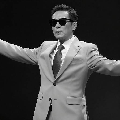 Dramatic Noir Man in Light Suit