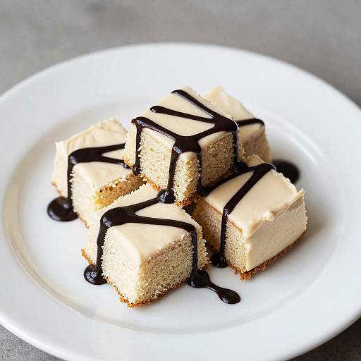 Creamy Cake Cubes with Chocolate Drizzle