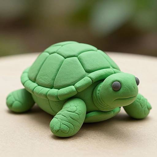 Detailed Green Clay Turtle Sculpture