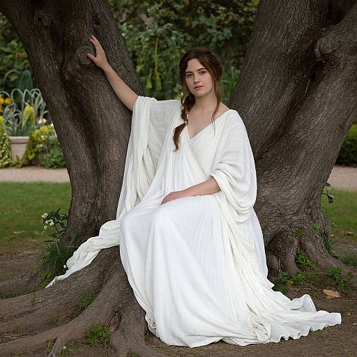Graceful Woman in Classical Garden