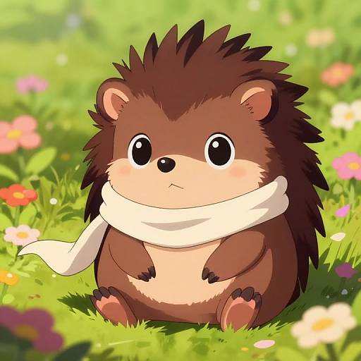 Cute Anime-Style Coffee Hedgehog
