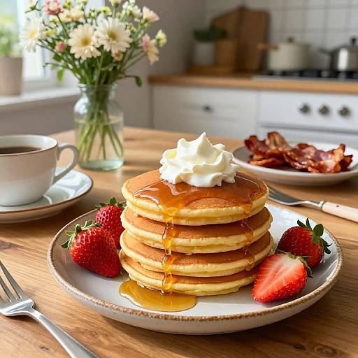 Cozy Morning Pancake Breakfast Scene
