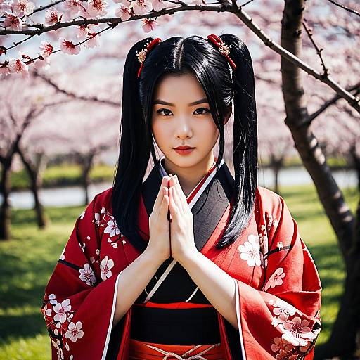 Photorealistic Kaguya-sama Cosplay Under Cherry Blossoms