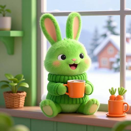 Cozy 3D Fantasy Rabbit by Window