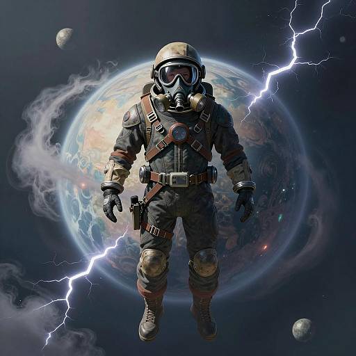 Futuristic Pilot on a Gas Planet