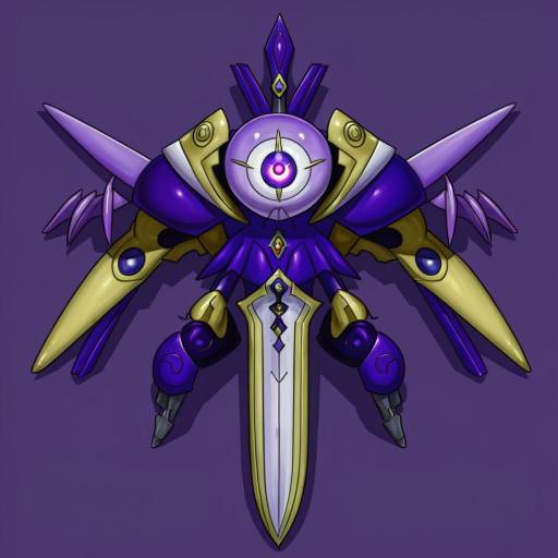Illustration of Aegislash, pokemon in the style of Sadamoto yoshiyuki