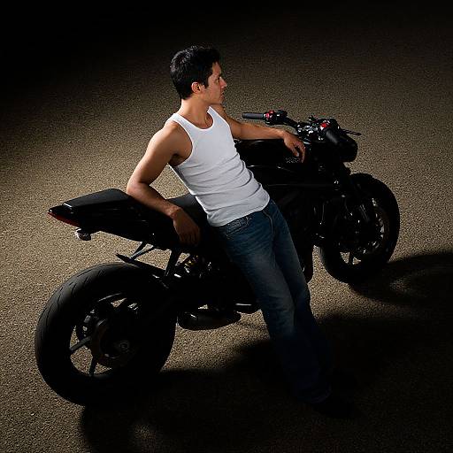 Dramatic Man with Motorcycle Portrait