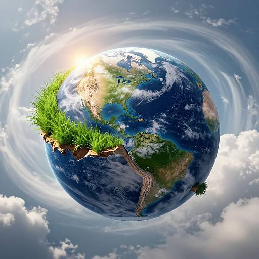 Sunlit Earth Split with Lush Growth