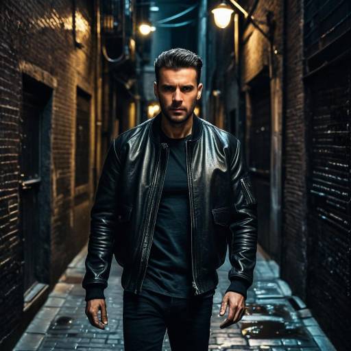 Man in Black Leather Jacket Walking in Alley