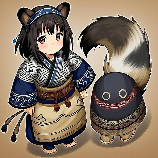 Illustration of Aruruu, utawarerumono in the style of Mibu natsuki