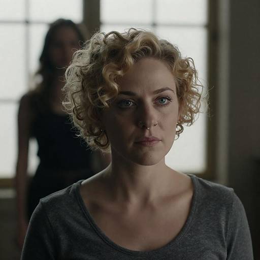 Serious Woman in Bright Indoor Setting