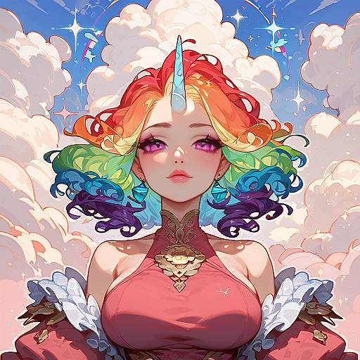 Vibrant Unicorn Girl at Sunset