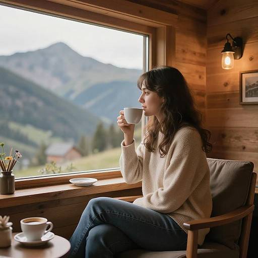Cozy Cabin Serenity with Coffee