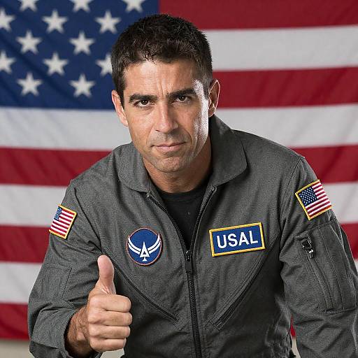 Military Man in Gray Flight Suit Portrait