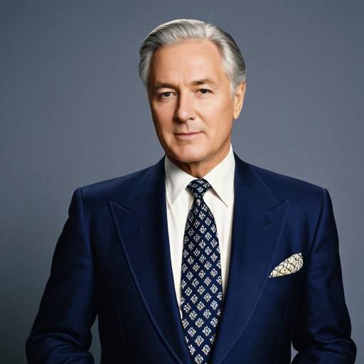 Senior Man in Navy Blue Tailored Suit