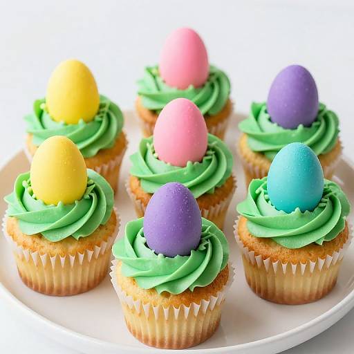 Vibrant Easter Egg Cupcakes Display