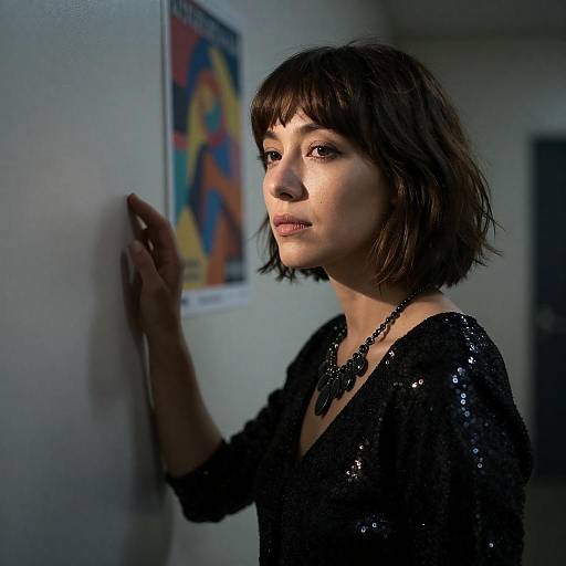 Dramatic Portrait of Woman at Door