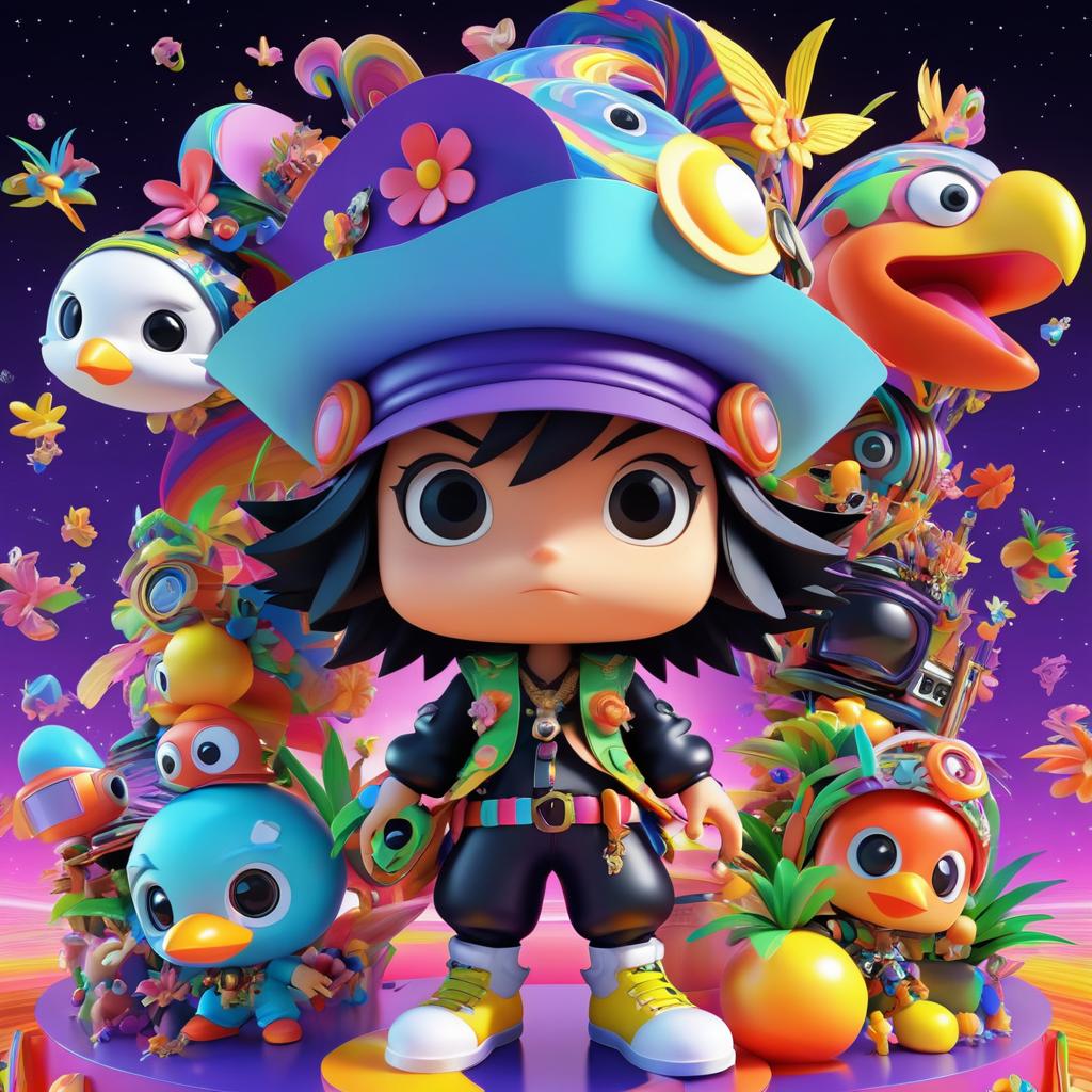 Chibi Space Pirate in Psychedelic 3D