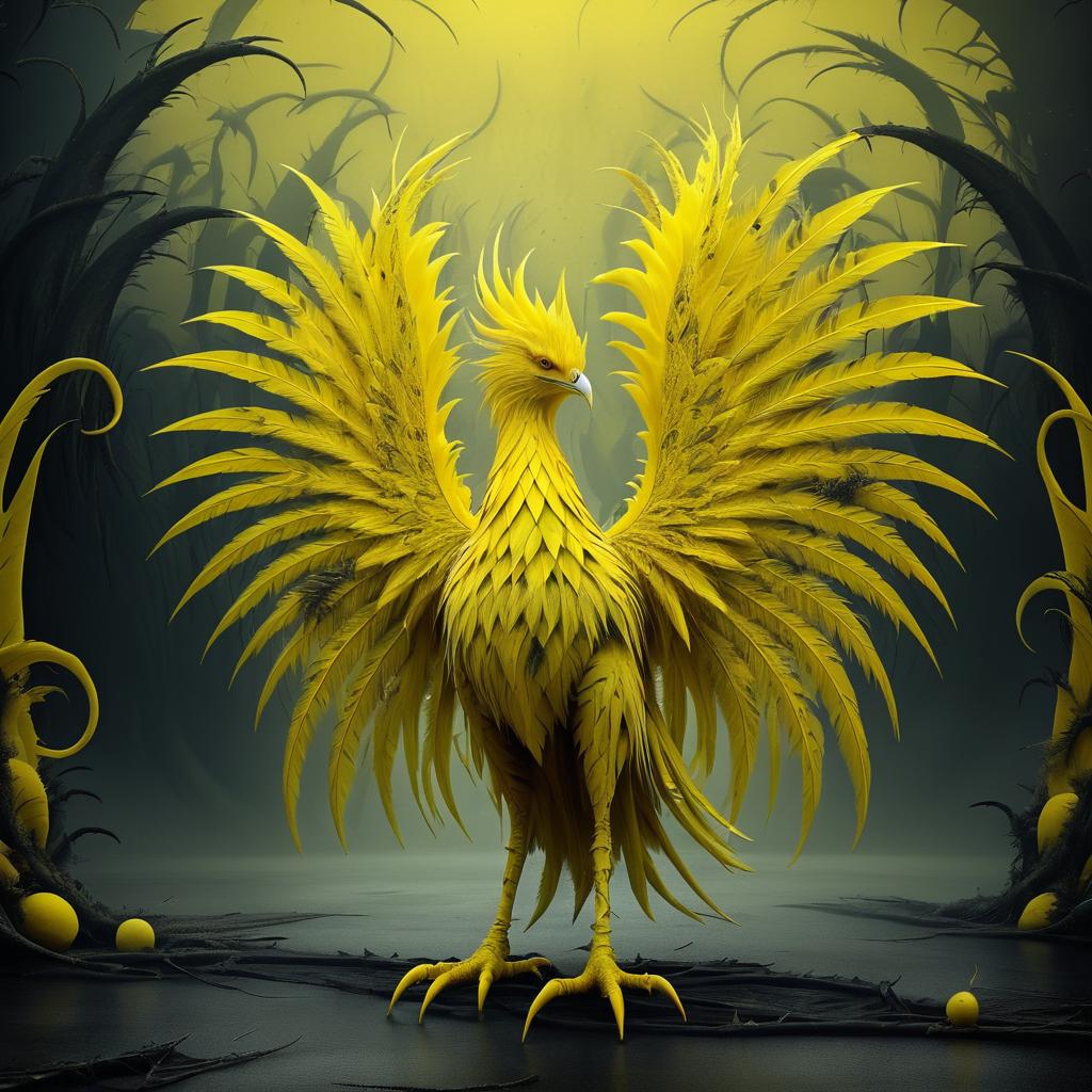 Surreal Yellow Avian Creature Concept Art