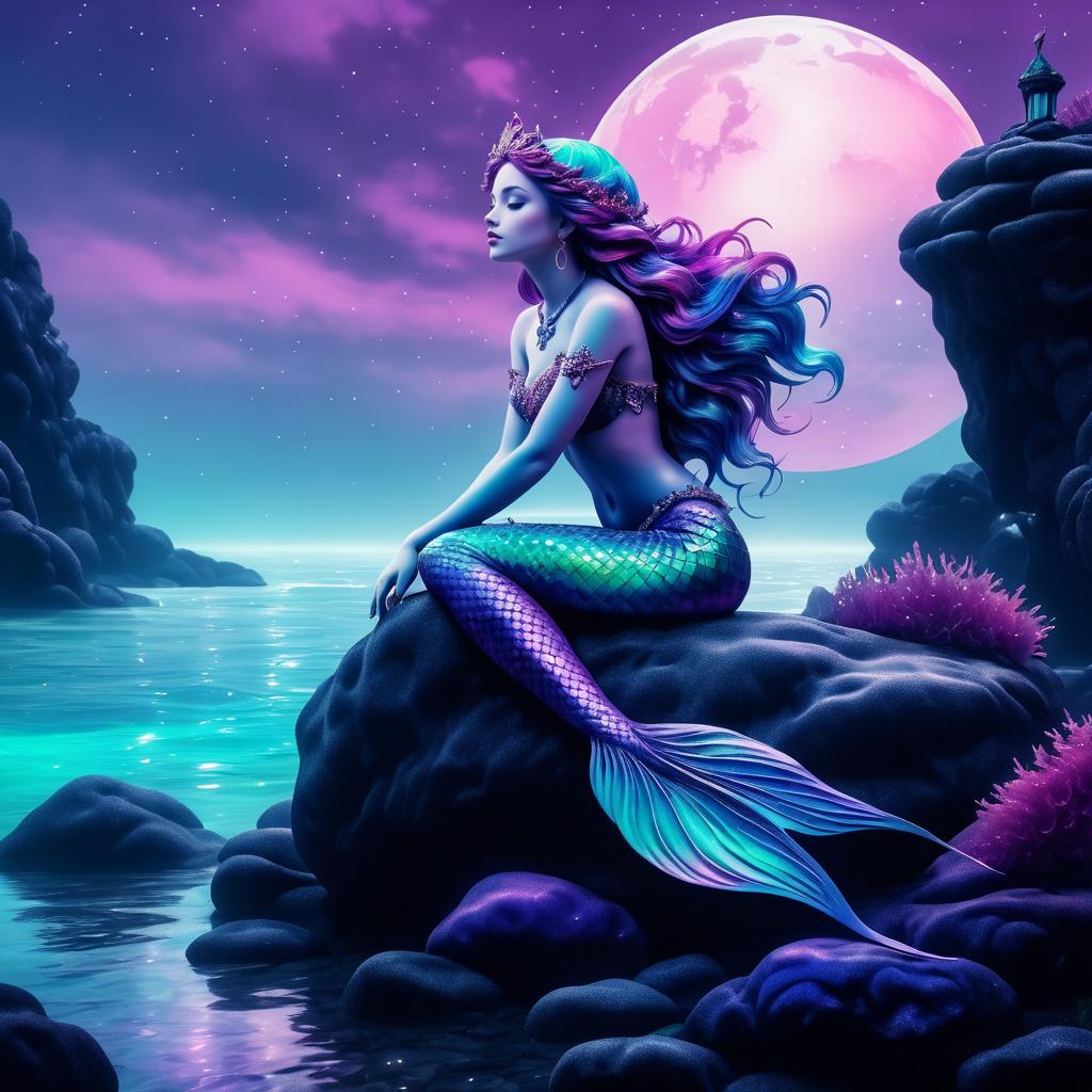 Ethereal Mermaid: Gothic Digital Artwork