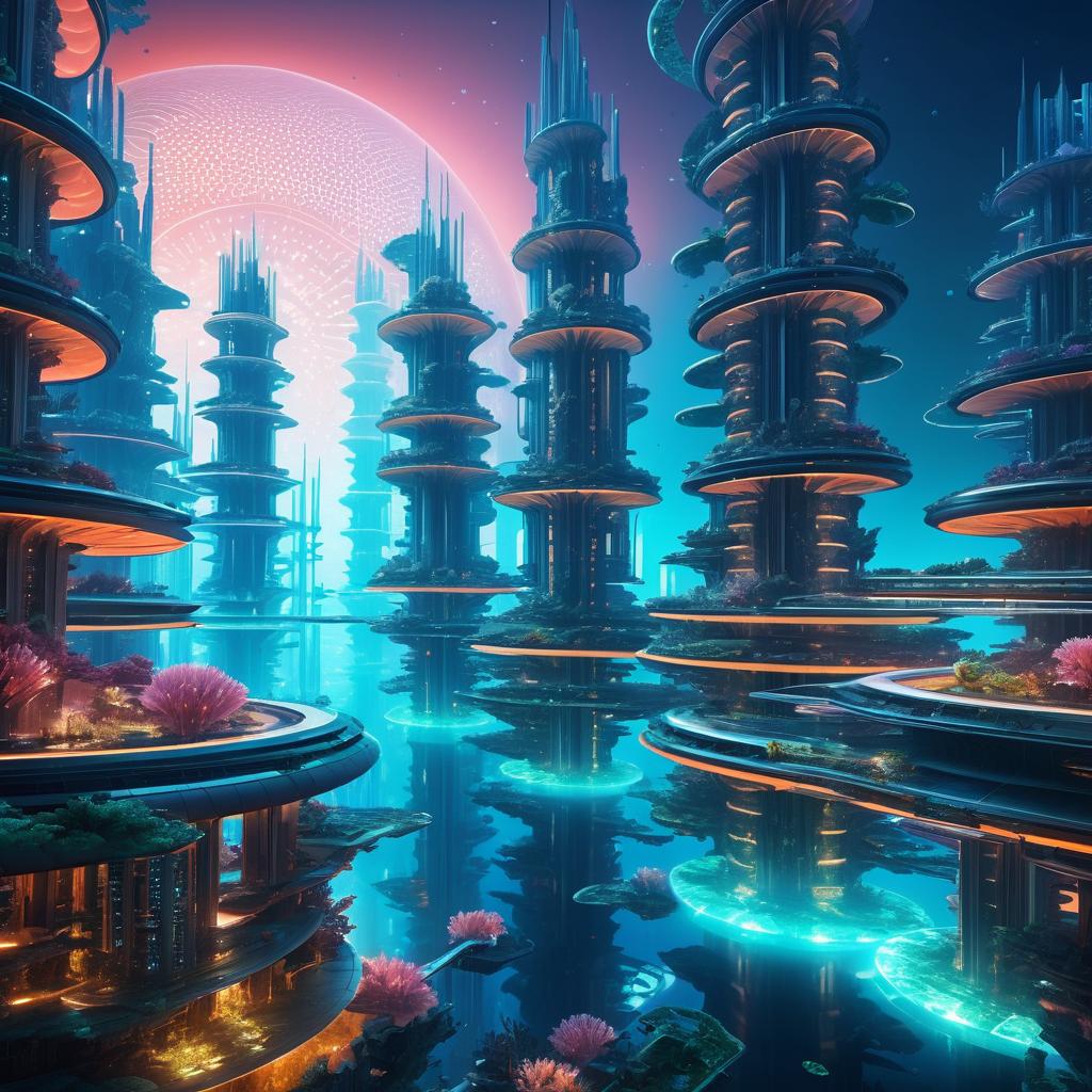 Futuristic Underwater Metropolis Artwork