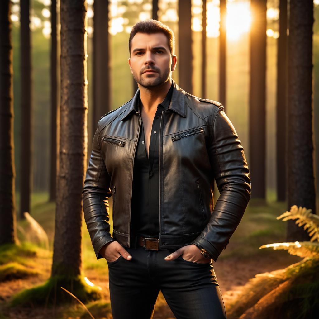 Confident Broad-Shouldered Man in Nature