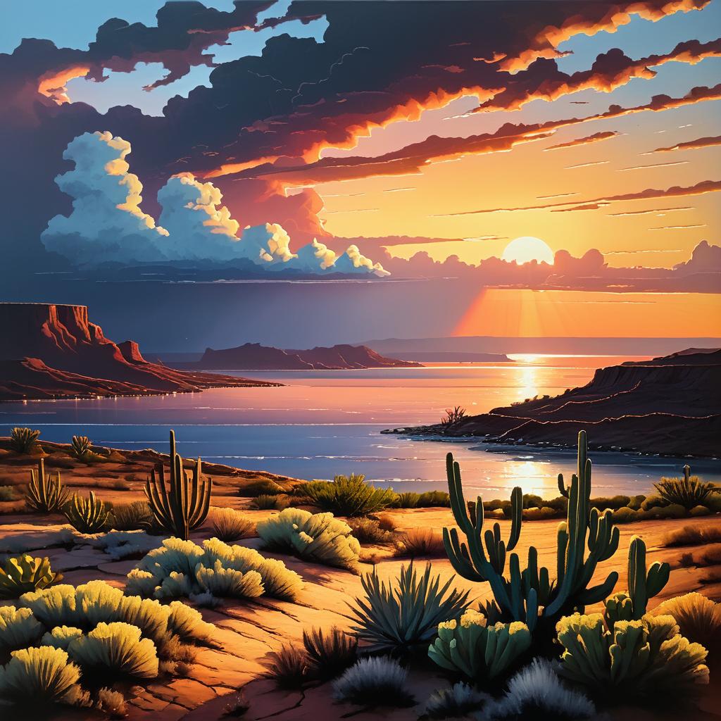 Cinematic Coastal Landscape with Cacti