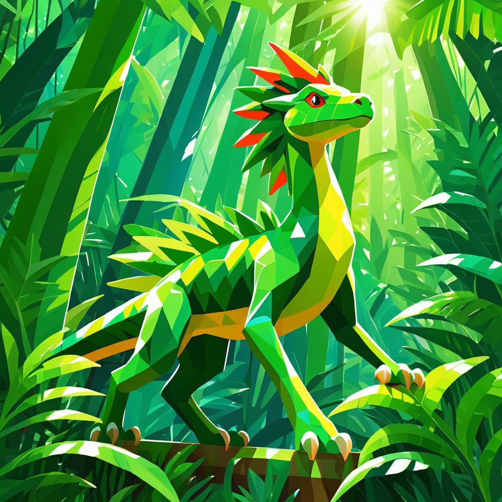 Agile Sceptile in Vibrant Jungle Art