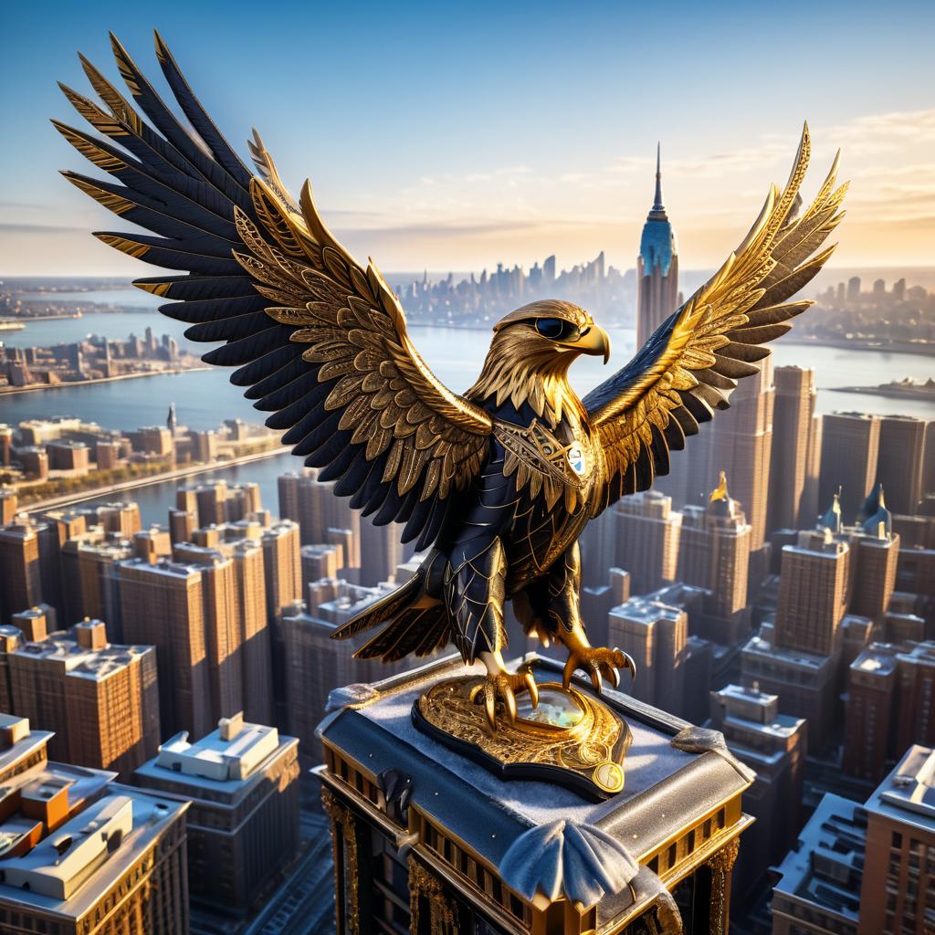 Majestic Eagle Soaring Above City Skyline