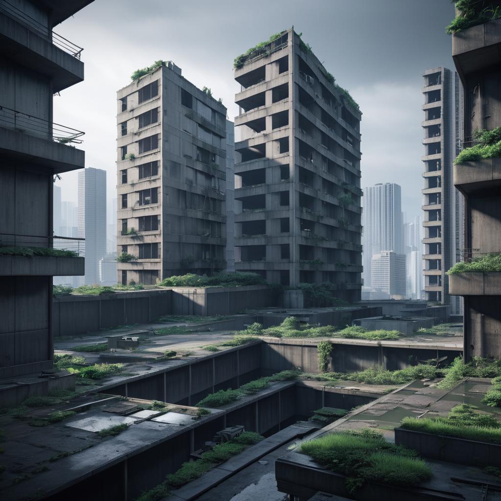 Abandoned Cityscape in Post-Apocalyptic Style