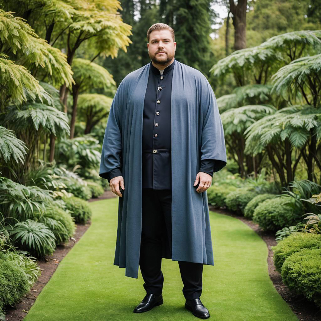 Curvy Priest in a Fantasy Garden