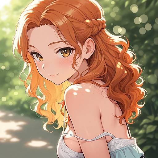 Ginger Girl in Sunlit Garden