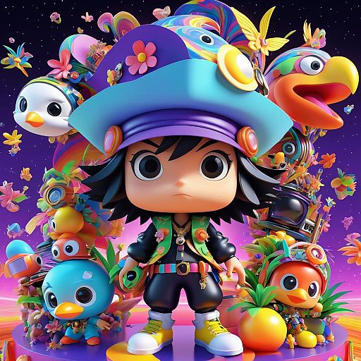 Chibi Space Pirate in Psychedelic 3D Chibi Space Pirate in Psychedelic 3D