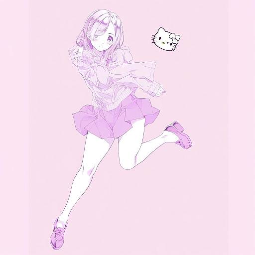 Illustration of Hello kitty (character), sanrio in the style of Nagayori