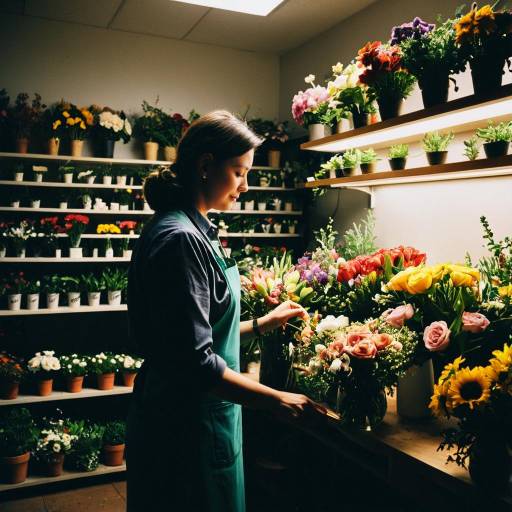 Florist Arranging Bouquets in Flower Shop