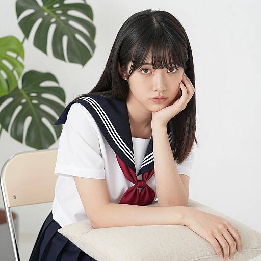 Asian Student in Traditional School Uniform