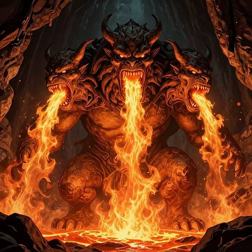 Fierce Three-Headed Cerebus Beast