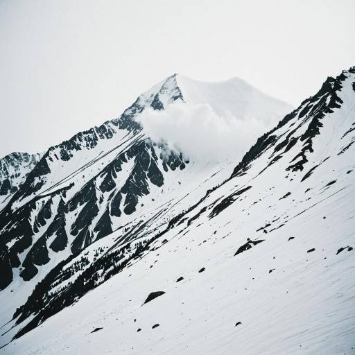 Minimalist Snowy Mountain with Avalanche Cloud