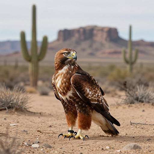 Cinematic Red-Tailed Hawk in Desert