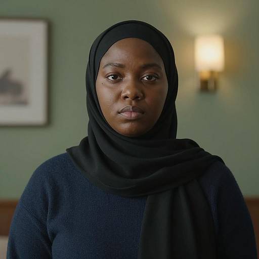 Serious Black Woman Wearing Hijab