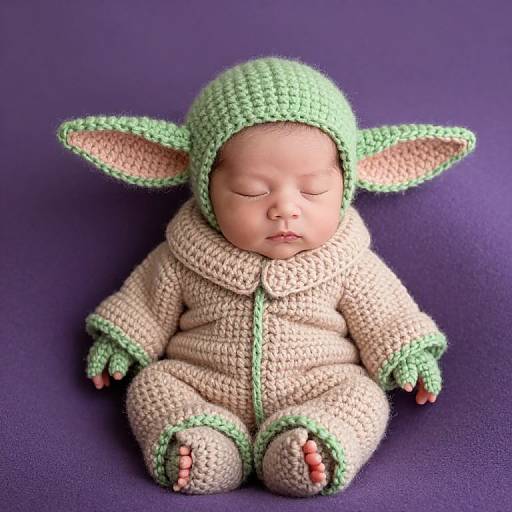 Serene Newborn in Yoda Crochet Outfit