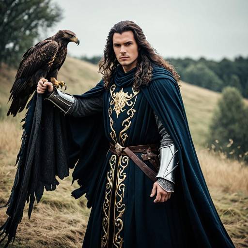 Medieval Cosplayer with Golden Eagle