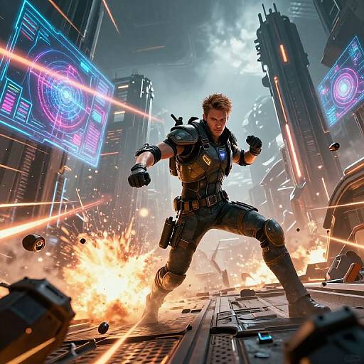 Futuristic Combat Arena Action Wallpaper