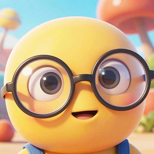 Cartoon Character with Big Glasses
