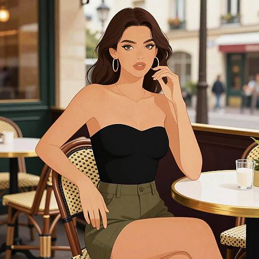 Chic Woman at Montmartre Cafe