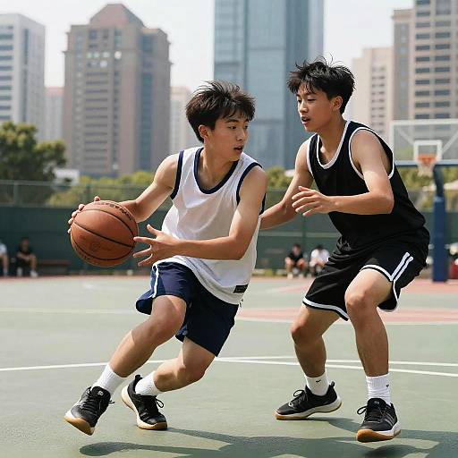 Teen Boys Intense Urban Basketball