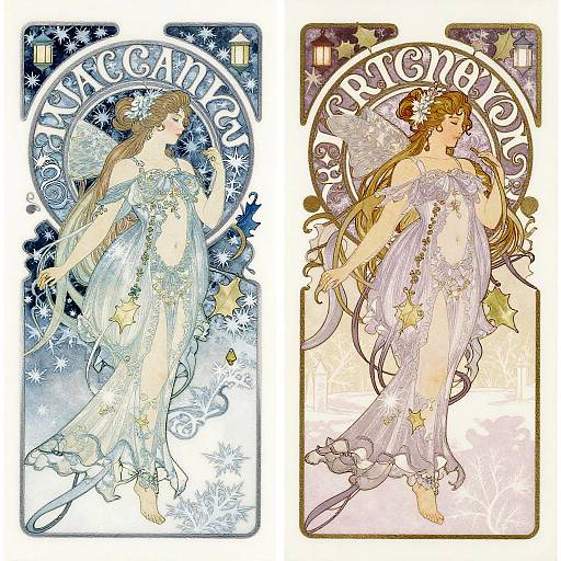 Art Nouveau Ethereal Fairy Christmas Cards