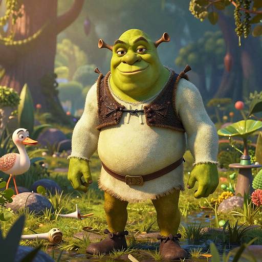Goofy Shrek in Whimsical Swamp