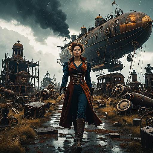 Steampunk Explorer in Airship Graveyard