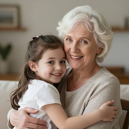 Tender Moment Between Grandmother and Granddaughter